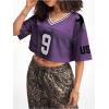 imageSOLY HUX Jersey Shirts for Women Y2k Crop Tops Streetwear Sportswear Short Sleeve TShirt Cute Football Jersey TopPurple 9