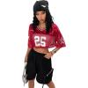imageSOLY HUX Jersey Shirts for Women Y2k Crop Tops Streetwear Sportswear Short Sleeve TShirt Cute Football Jersey TopRed Letter