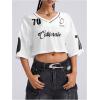 imageSOLY HUX Jersey Shirts for Women Y2k Crop Tops Streetwear Sportswear Short Sleeve TShirt Cute Football Jersey TopWhite Graphic