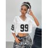 imageSOLY HUX Jersey Shirts for Women Y2k Crop Tops Streetwear Sportswear Short Sleeve TShirt Cute Football Jersey TopWhite Letter
