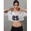imageSOLY HUX Jersey Shirts for Women Y2k Crop Tops Streetwear Sportswear Short Sleeve TShirt Cute Football Jersey TopWhite Printed