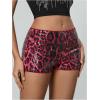imageSOLY HUX Womens Cheetah Print Micro Shorts Leopard Y2k Mini Rave OutfitsBurgundy Cheetah