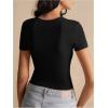imageSOLY HUX Womens Crop Tops Y2K Short Sleeve Shirts Cute Bow Embroidery Tee Shirts Summer TopsBlack Bow