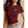 imageSOLY HUX Womens Crop Tops Y2K Short Sleeve Shirts Cute Bow Embroidery Tee Shirts Summer TopsBurgundy Bow