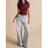 imageSOLY HUX Womens Crop Tops Y2K Short Sleeve Shirts Cute Bow Embroidery Tee Shirts Summer TopsBurgundy Bow