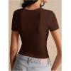imageSOLY HUX Womens Crop Tops Y2K Short Sleeve Shirts Cute Bow Embroidery Tee Shirts Summer TopsCoffee Brown
