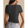 imageSOLY HUX Womens Crop Tops Y2K Short Sleeve Shirts Cute Bow Embroidery Tee Shirts Summer TopsDark Grey Bow