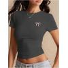 imageSOLY HUX Womens Crop Tops Y2K Short Sleeve Shirts Cute Bow Embroidery Tee Shirts Summer TopsDark Grey Bow