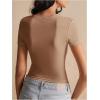 imageSOLY HUX Womens Crop Tops Y2K Short Sleeve Shirts Cute Bow Embroidery Tee Shirts Summer TopsKhaki Bow