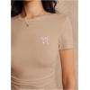 imageSOLY HUX Womens Crop Tops Y2K Short Sleeve Shirts Cute Bow Embroidery Tee Shirts Summer TopsKhaki Bow