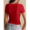 imageSOLY HUX Womens Crop Tops Y2K Short Sleeve Shirts Cute Bow Embroidery Tee Shirts Summer TopsRed Bow