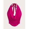 imageSOLY HUX Womens Halter Draped Front Tank Top Sexy Backless Going Out Crop Vest TopsHot Pink
