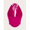 imageSOLY HUX Womens Halter Draped Front Tank Top Sexy Backless Going Out Crop Vest TopsHot Pink