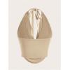 imageSOLY HUX Womens Halter Draped Front Tank Top Sexy Backless Going Out Crop Vest TopsPlain Apricot