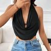 imageSOLY HUX Womens Halter Draped Front Tank Top Sexy Backless Going Out Crop Vest TopsPlain Black