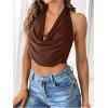 imageSOLY HUX Womens Halter Draped Front Tank Top Sexy Backless Going Out Crop Vest TopsPure Brown