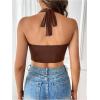 imageSOLY HUX Womens Halter Draped Front Tank Top Sexy Backless Going Out Crop Vest TopsPure Brown