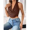 imageSOLY HUX Womens Halter Draped Front Tank Top Sexy Backless Going Out Crop Vest TopsPure Brown