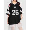 imageSOLY HUX Womens Jersey Shirts Y2K Graphic Tees Streetwear Cute Football Jerseys Oversized TShirt TopsBlack Graphic