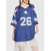 imageSOLY HUX Womens Jersey Shirts Y2K Graphic Tees Streetwear Cute Football Jerseys Oversized TShirt TopsDark Blue