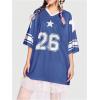 imageSOLY HUX Womens Jersey Shirts Y2K Graphic Tees Streetwear Cute Football Jerseys Oversized TShirt TopsDark Blue