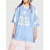 imageSOLY HUX Womens Jersey Shirts Y2K Graphic Tees Streetwear Cute Football Jerseys Oversized TShirt TopsLight Blue