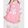 imageSOLY HUX Womens Jersey Shirts Y2K Graphic Tees Streetwear Cute Football Jerseys Oversized TShirt TopsPink Graphic