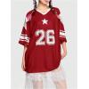 imageSOLY HUX Womens Jersey Shirts Y2K Graphic Tees Streetwear Cute Football Jerseys Oversized TShirt TopsRed Graphic