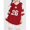 imageSOLY HUX Womens Jersey Shirts Y2K Graphic Tees Streetwear Cute Football Jerseys Oversized TShirt TopsRed Graphic