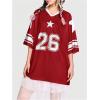 imageSOLY HUX Womens Jersey Shirts Y2K Graphic Tees Streetwear Cute Football Jerseys Oversized TShirt TopsRed Graphic