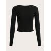 imageSOLY HUX Womens Long Sleeve Y2K Crop Tops Fitted Graphic Tees Star Number Print Going Out T Shirts Striped ShirtBlack Letter