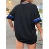 imageSOLY HUX Womens Oversized Jersey Shirts V Neck Graphic Tees Summer Baggy Blokecore TShirt TopsBlack Blue Graphic