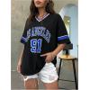 imageSOLY HUX Womens Oversized Jersey Shirts V Neck Graphic Tees Summer Baggy Blokecore TShirt TopsBlack Blue Graphic