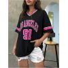 imageSOLY HUX Womens Oversized Jersey Shirts V Neck Graphic Tees Summer Baggy Blokecore TShirt TopsBlack Graphic