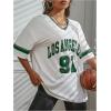 imageSOLY HUX Womens Oversized Jersey Shirts V Neck Graphic Tees Summer Baggy Blokecore TShirt TopsWhite Blue Graphic