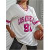 imageSOLY HUX Womens Oversized Jersey Shirts V Neck Graphic Tees Summer Baggy Blokecore TShirt TopsWhite Pink Multi