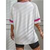 imageSOLY HUX Womens Oversized Jersey Shirts V Neck Graphic Tees Summer Baggy Blokecore TShirt TopsWhite Pink Multi