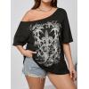 imageSOLY HUX Womens Plus Size Off The Shoulder Tops Graphic Tees Y2K Clothes Casual Short Sleeve Oversized T ShirtsBlack Graphic