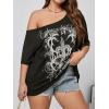 imageSOLY HUX Womens Plus Size Off The Shoulder Tops Graphic Tees Y2K Clothes Casual Short Sleeve Oversized T ShirtsBlack Graphic