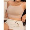 imageSOLY HUX Womens Plus Size Strapless Seamless Bra Wireless Bandeau Bralette with Transparent StrapsSolid Apricot