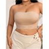 imageSOLY HUX Womens Plus Size Strapless Seamless Bra Wireless Bandeau Bralette with Transparent StrapsSolid Apricot