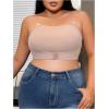 imageSOLY HUX Womens Plus Size Strapless Seamless Bra Wireless Bandeau Bralette with Transparent StrapsSolid Beige