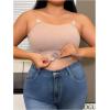 imageSOLY HUX Womens Plus Size Strapless Seamless Bra Wireless Bandeau Bralette with Transparent StrapsSolid Beige