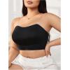 imageSOLY HUX Womens Plus Size Strapless Seamless Bra Wireless Bandeau Bralette with Transparent StrapsSolid Black