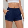 imageSOLY HUX Womens Sweat Shorts Casual Summer Elastic High Waist Running Lounge Shorts with PocketsDark Blue