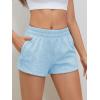 imageSOLY HUX Womens Sweat Shorts Casual Summer Elastic High Waist Running Lounge Shorts with PocketsLight Blue