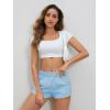 imageSOLY HUX Womens Sweat Shorts Casual Summer Elastic High Waist Running Lounge Shorts with PocketsLight Blue