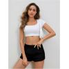 imageSOLY HUX Womens Sweat Shorts Casual Summer Elastic High Waist Running Lounge Shorts with PocketsPure Black