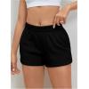 imageSOLY HUX Womens Sweat Shorts Casual Summer Elastic High Waist Running Lounge Shorts with PocketsPure Black