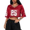imageSOLY HUX Jersey Shirts for Women Y2k Crop Tops Streetwear Sportswear Short Sleeve TShirt Cute Football Jersey TopRed Letter